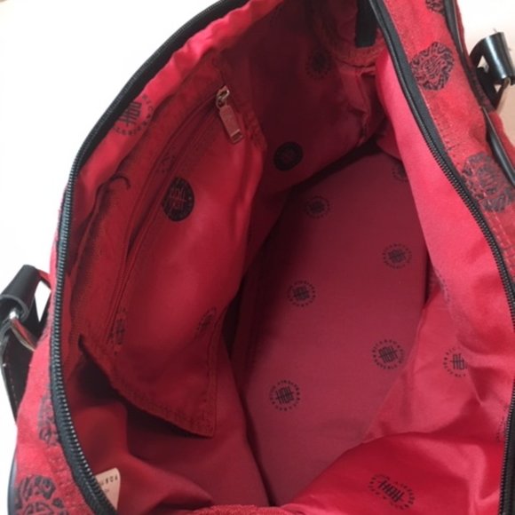 Ricardo Beverly Hills Signature Logo Weekender Luggage Tote Travel Bag Red - Picture 7 of 16